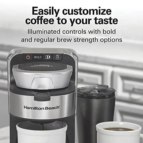 Hamilton Beach 49917 FlexBrew Trio 2-Way Coffee Maker, Compatible with  K-Cup Pods or Grounds, Combo, Single Serve & Full 12c Pot, White with  Stainless