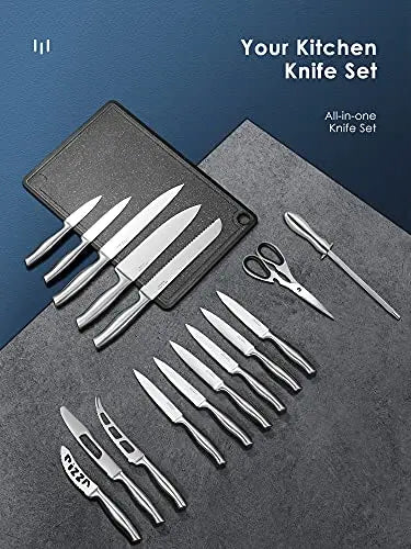 Astercook Knife Set, 15-PC German Stainless Steel Kitchen Knives-Black –  Môdern Space Gallery