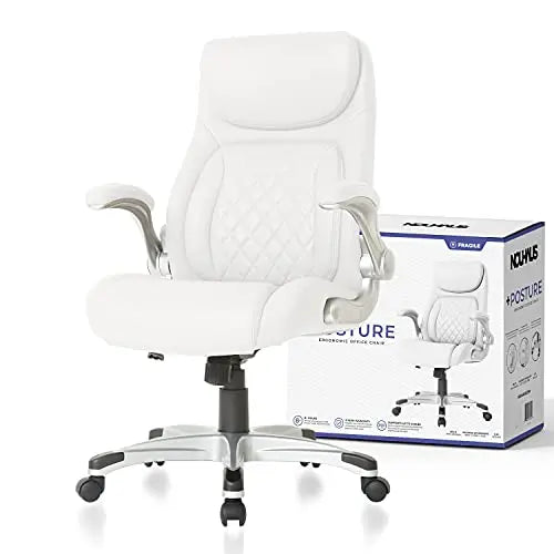 Nouhaus Posture Ergonomic PU Leather Office Chair White NHO