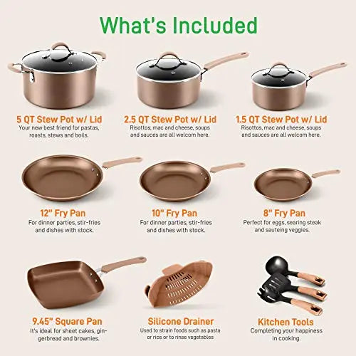 Ninja C39900 Foodi NeverStick Premium 16-Piece Cookware Set, Hard-Anodized,  Nonstick, Durable & Oven Safe to 500°F, Black