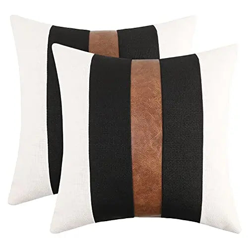 Poly and Bark Dobla Throw Pillow (Set of 2) - Cognac Tan/Linen White