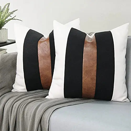 https://cdn.shopify.com/s/files/1/0559/3897/3850/products/Set-of-2-Faux-Leather-and-Linen-Modern-Farmhouse-Throw-Pillow-Covers_-18-x18----Black-and-White-JASEN-1667081797.jpg?v=1667081800&width=533