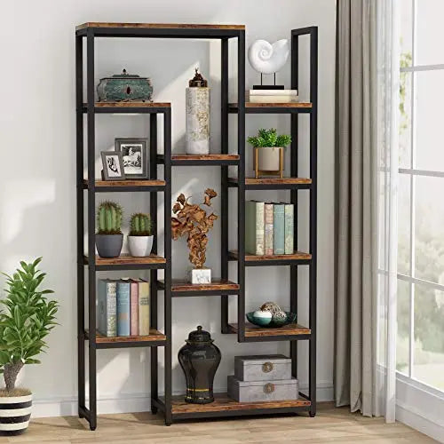 NUMENN 5 Tier Bookshelf, Tall Bookcase Shelf Storage Organizer, Modern Book  Shelf for Bedroom, Living Room and Home Office, Vintage