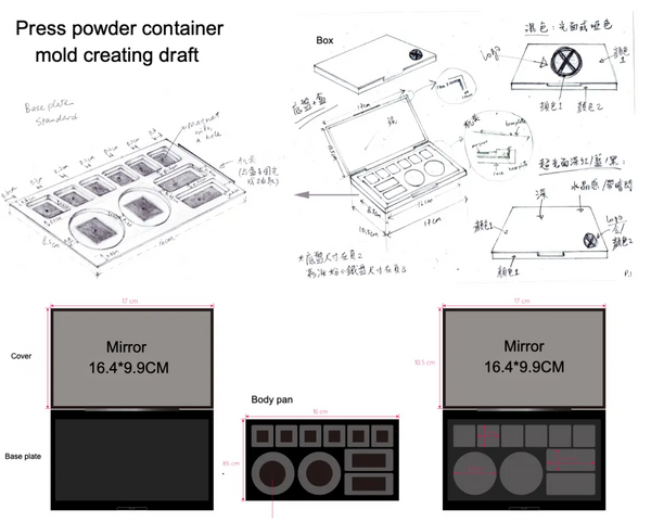 press powder mold creating design draft 