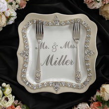 Load image into Gallery viewer, Silver wedding glasses for bride and groom, wedding cake server sets &amp; cake plate with forks
