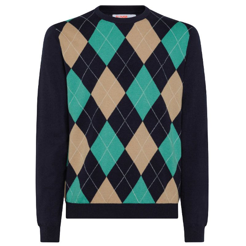 Image of PULL UOMO GIROCOLLO ARGYLE 07 BLU NAVY