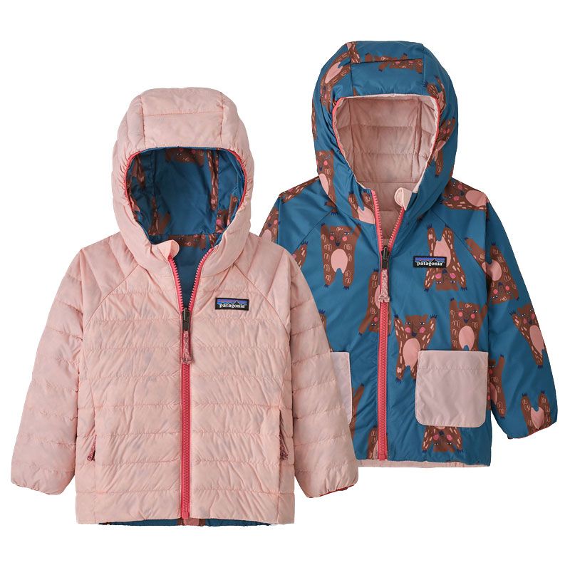 Image of PIUMINO BAMBINA REVERSIBLE DOWN HOODY BEWY PINK NAVY