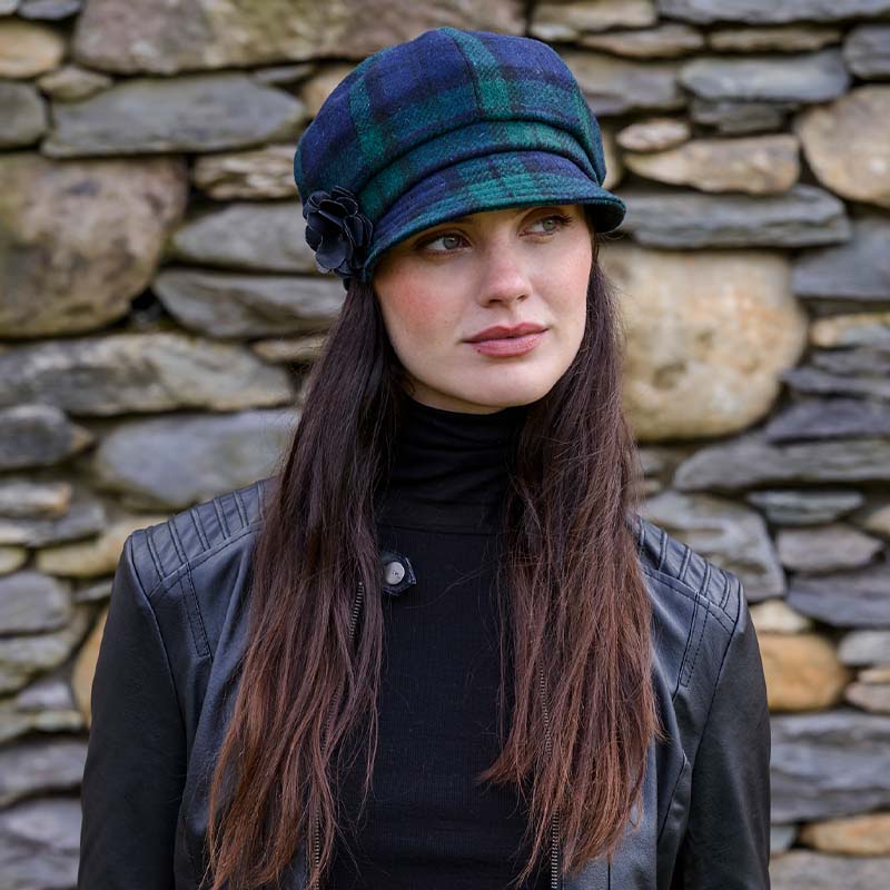 Blue Plaid Irish Tweed Newsboy Hat