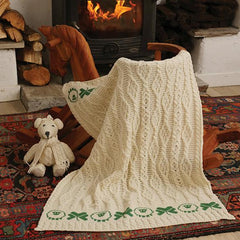 Aran Shamrock Blanket in Merino Wool