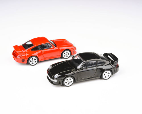 Porsche 911 Turbo S Guards Red with Black Stripes 1/64 Diecast