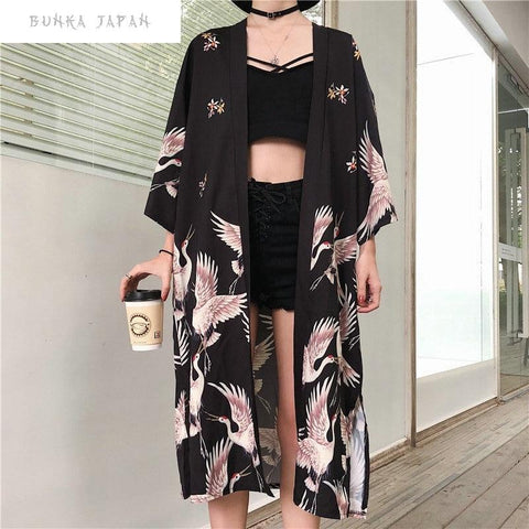 Japanese Kimono Cardigan Swan