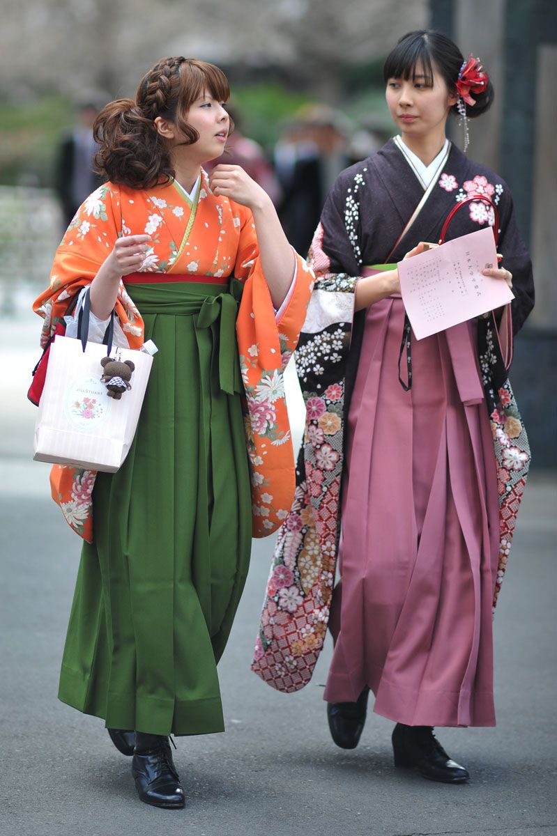 Women Wearing Kimono And Hakama