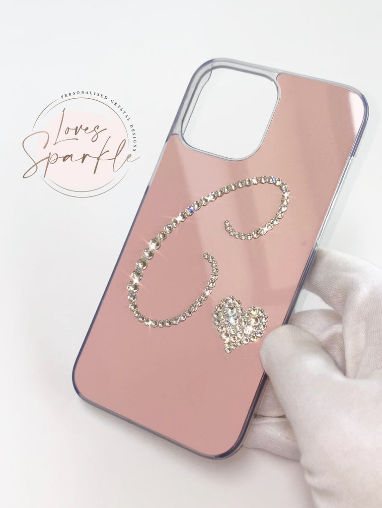 CRYSTAL INITIAL PHONE CASE (ANY COLOUR BACKGROUND) | Loves Sparkle