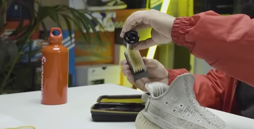 Adding Cure Solution to Premium Sneaker cleaning Brush