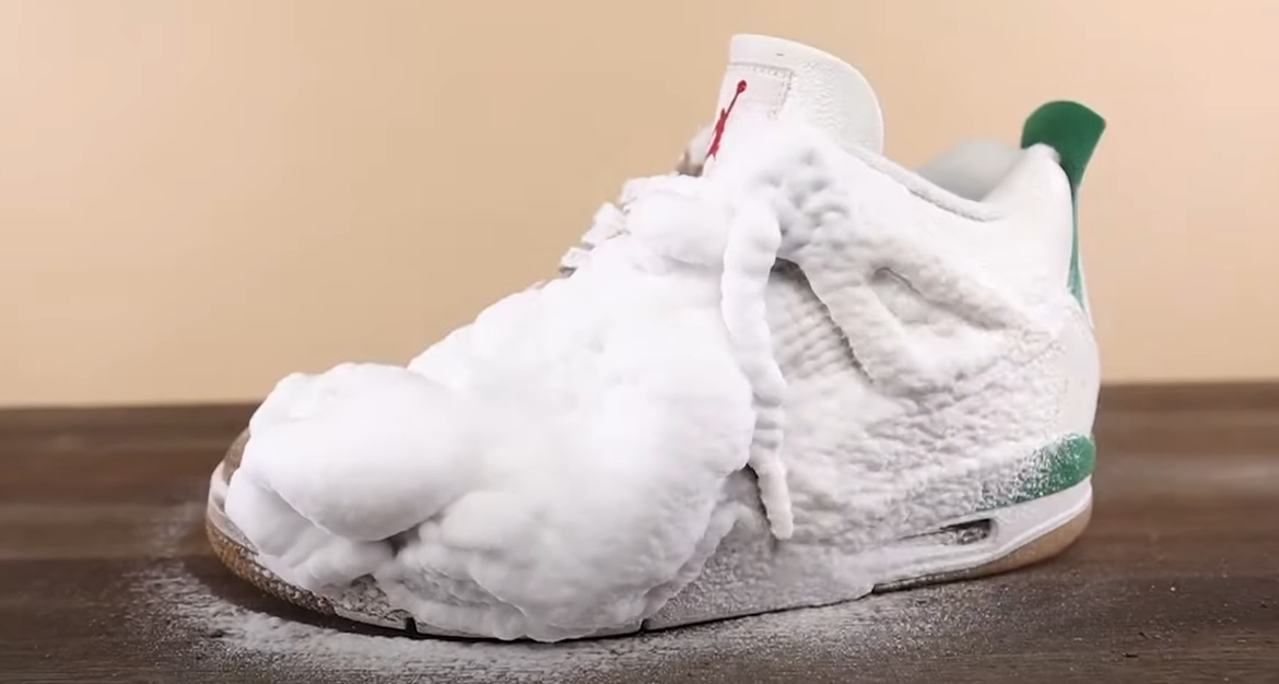 YouTube snippet of the Crep Protect Cure Foam in action