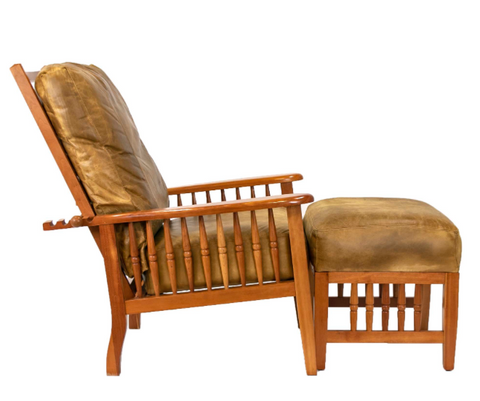 arhaus light wood vintage recline chair