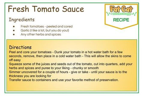 Fresh tomato sauce recipe card