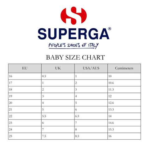 Superga Kids Shoes Size Guide