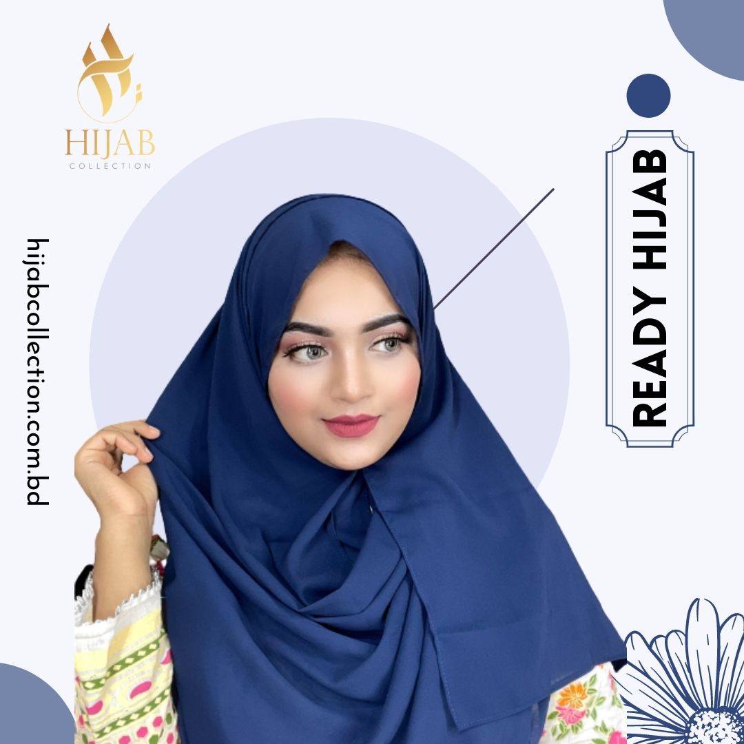 Double Loop Instant Ready Hijab – Navy Blue