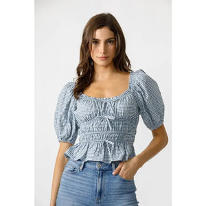 Blue & White Checkered Top - C Collection New Orleans 