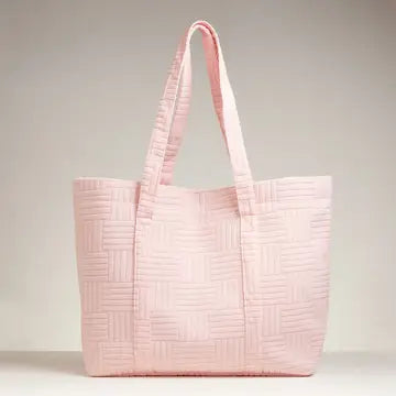 Grid Pattern Tote Bag Pink