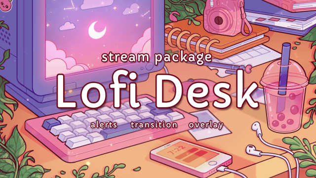 Lofi Desk Twitch Overlay & Alerts Package for OBS Studio