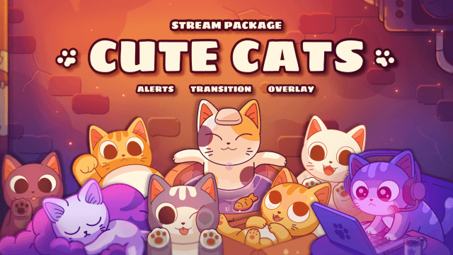 Cute Cats Twitch Overlay & Alerts Package for OBS Studio