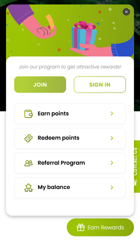 The Citri Fresh Rewards program interface allows you to register and earn points by shopping at Citri Fresh!