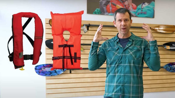 Ken Whiting showing lifejackets