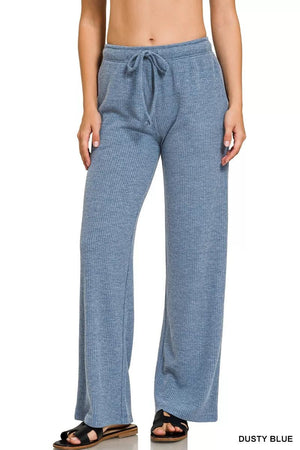 Zenana Ribbed Drawstring Lounge Pants - The Leopard Owl Boutique