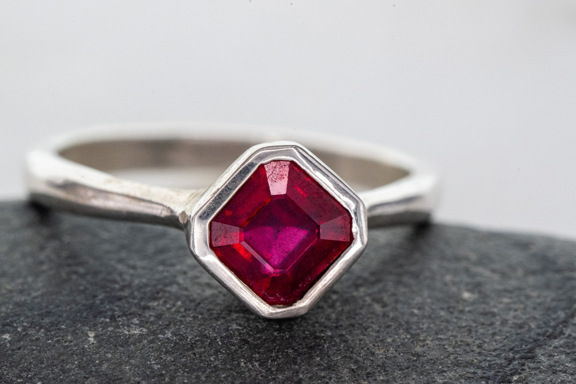 Delicate 1.50 Carat Ruby Engagement Ring Sterling Silver Asscher Cut July  Birthstone Christmas Gifts - Etsy Norway