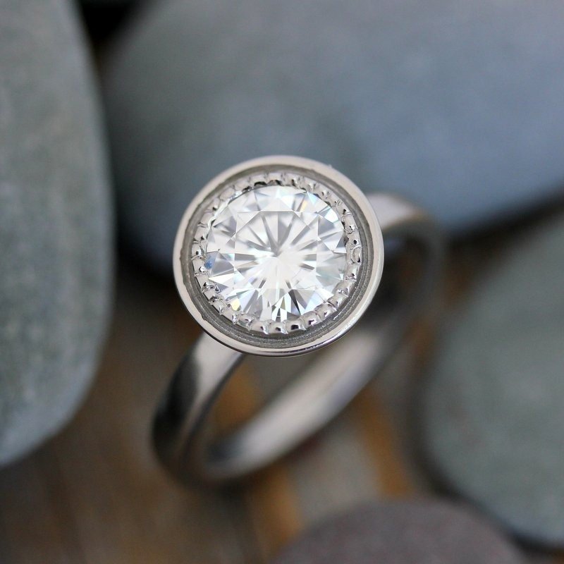 Forever One Moissanite Engagement Ring - Madelynn Cassin Designs