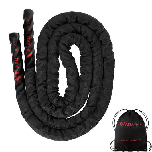 Pro Battle Ropes with Anchor Strap Kit and Exercise Poster – Upgraded  Durable Protective Sleeve – 100% Poly Dacron Heavy Battle Rope for Strength