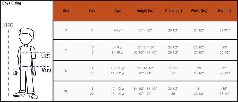Copy of Size Chart - Boy's – Ocean Current