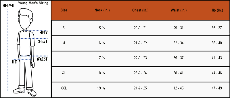 Size Chart - Young Men's – Ocean Current