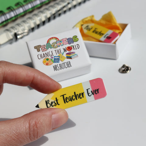 teacher gift pin and box