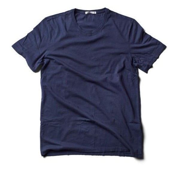USA Crew Neck T-Shirt - Knit Cotton - Navy