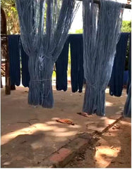 Drying hand-dyed fabrics in the sun