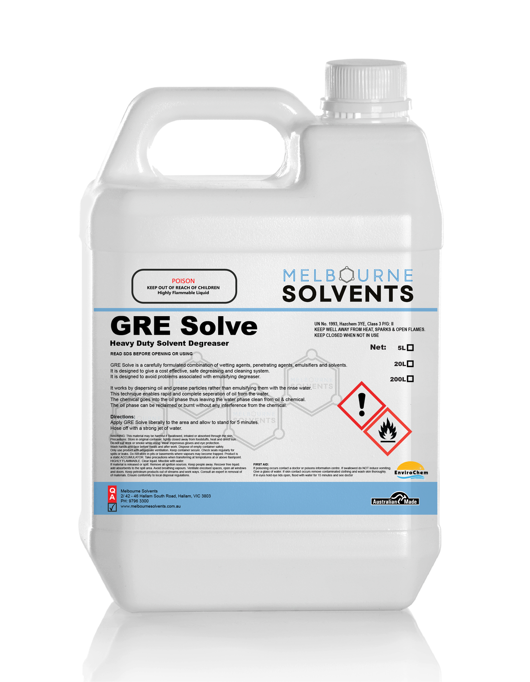 GRE Solve, Heavy Duty Solvent Degreaser Melbourne Solvents