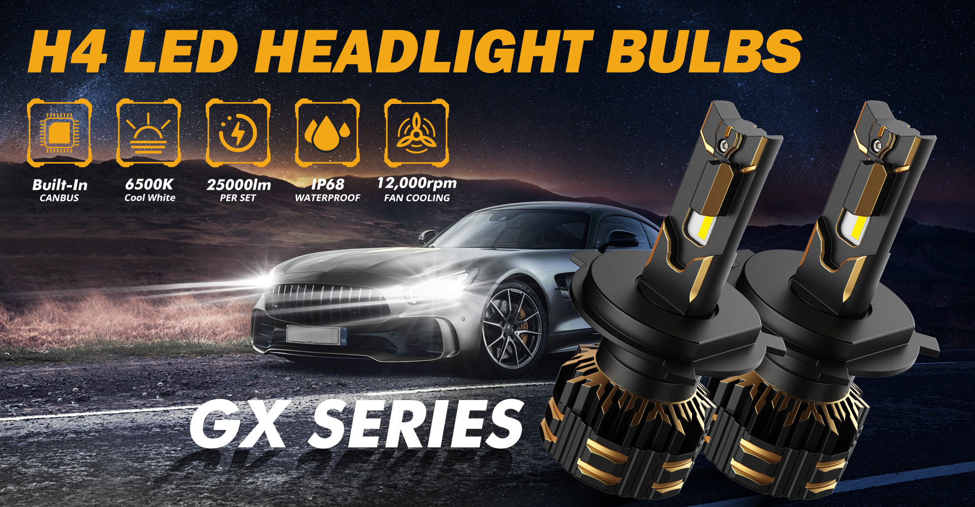 Auxbeam h4 9003 GX Series 25000LM Brightest Led headlight bulb