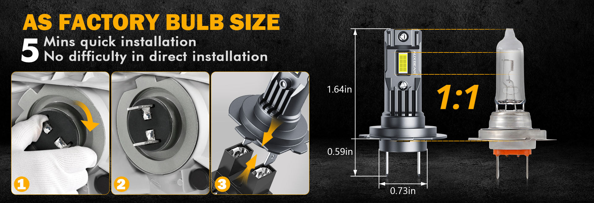 Auxbeam Bombillas LED H7 de la serie Z6S 2024, bombilla LED H7 de 16000  lúmenes, 400% más brillante, bombillas LED H7 inalámbricas todo en uno