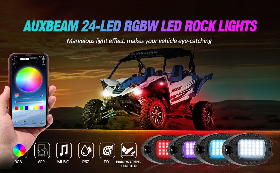 MICTUNING RGB Rock Lights RF Remote Control Multicolor Neon Underglow
