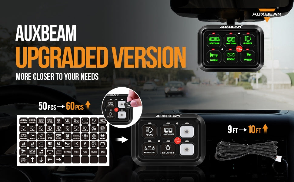 Auxbeam® Switch Panel Off Road Lights Controller 6/8 Gang Switch Panel