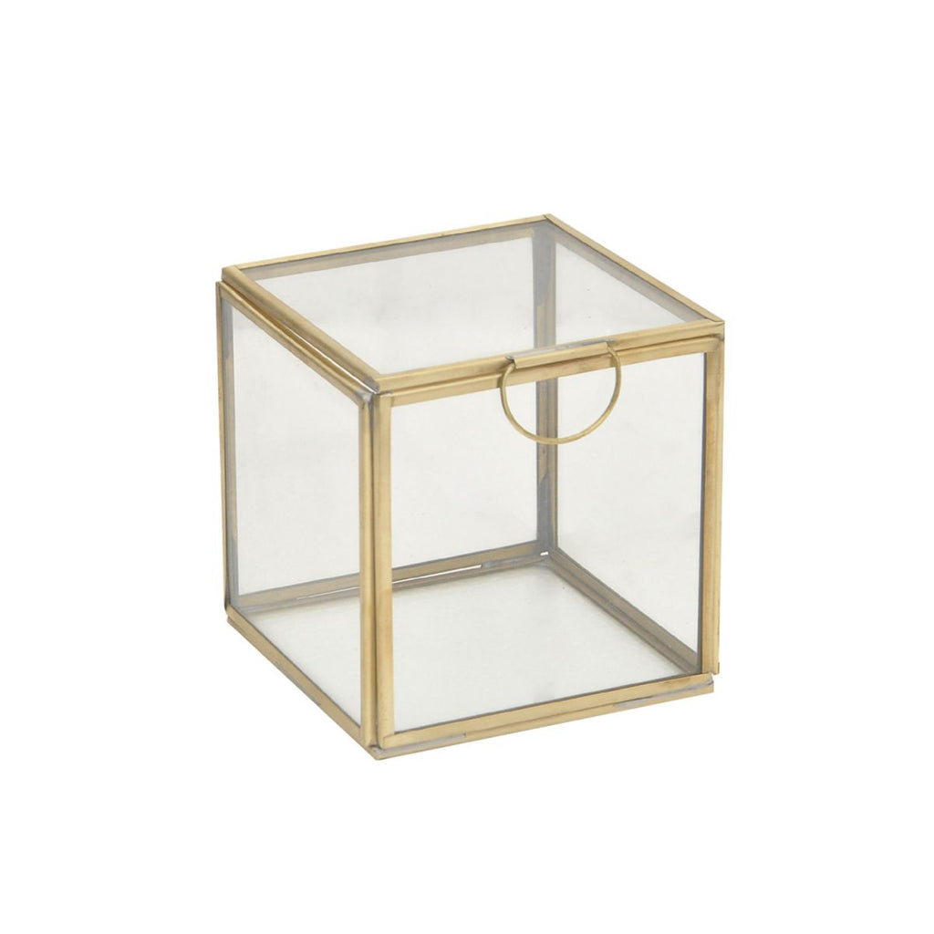 Hardheid kans Redelijk Decoratie doos glas goud tint met deksel 10x10x10cm — Houselabel