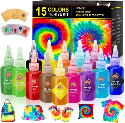 Incraftables Tie Dye Kit for Adults Kids Tie Dye Powder Set w/ Non Toxic 15  Colors Disposable Gloves Zip Lock Bags Table cloth Aprons Loops