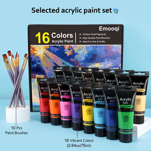 Emooqi Acrylic Paint, 36 Colors Painting Supplies Set, 2oz Bottles