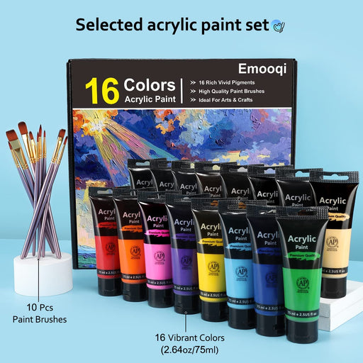 Acrylic Paint Set, Emooqi 24(12ml/0.4oz) Rich Pigment Colors, with 11 Art  Brushes, Paint Palette & Painting Canvas - Quick Dry Paints for Hobby  Painters & Professionals, Canvas Wood Rock Ceramic Paint — emooqi