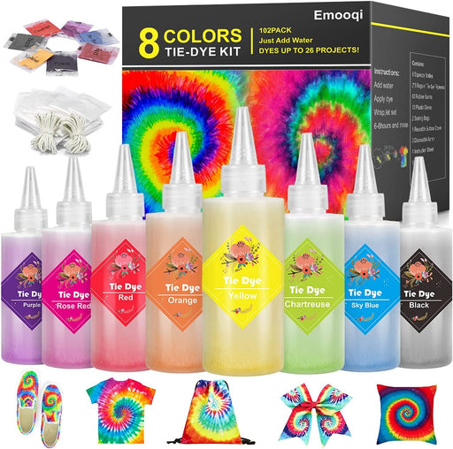 Tie Dye Kit - 18 Colors Permanent Fabric Dye with Rubber Bands, Gloves,  Table Cover, Apron for Kids and Adults Tie-Dye Art - All-in-1 Textile Paint