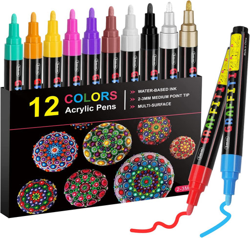 18 Colors Acrylic Paint Marker Pens for Rock Painting Fine Point Acryl –  Loomini