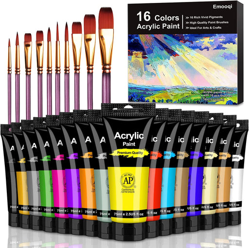 Acrylic Paint Set, 10 Tubes of 4 Oz / 120mL, Emooqi Professional Grade Painting  Kit with Paint Brushes, for Wood, Arts and Crafts, Fabric, Painting  Supplies for Adults and Children — emooqi